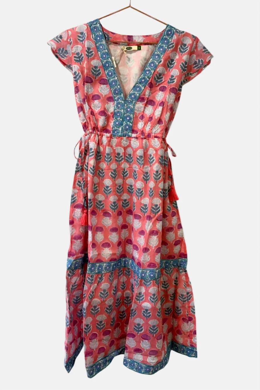 NEW DOLMA women's side tie tassel dress in pink